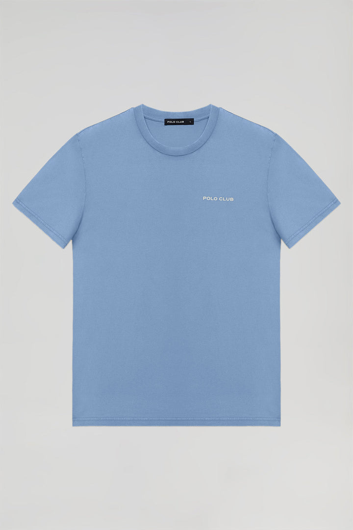 Camiseta orgánica vintage azul celeste con detalle Polo Club