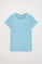 Camiseta básica azul de manga corta con logo Rigby Go