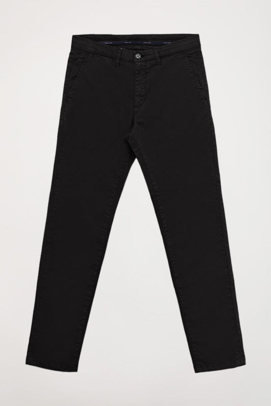Pantalón chino gris oscuro de algodón elástico con detalles Polo Club