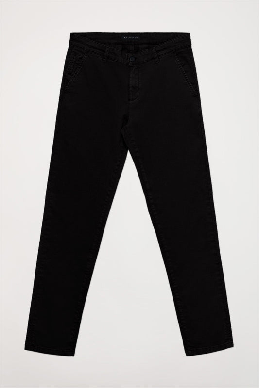 Black slim-fit chinos with Polo Club logo on back pocket