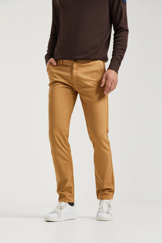 Pantalon chino slim marron avec logo Polo Club sur la poche arrière