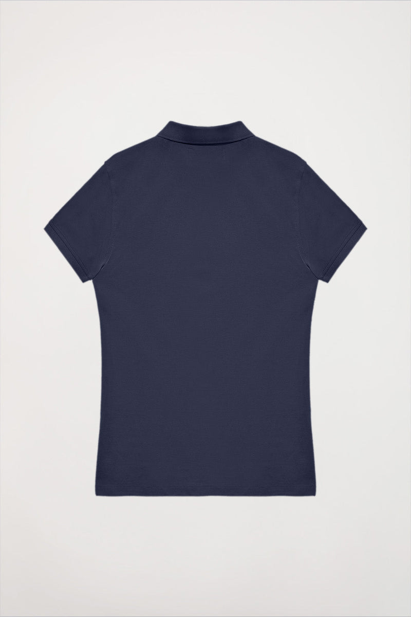 Navy-blue short-sleeve pique polo shirt with Polo Club logo