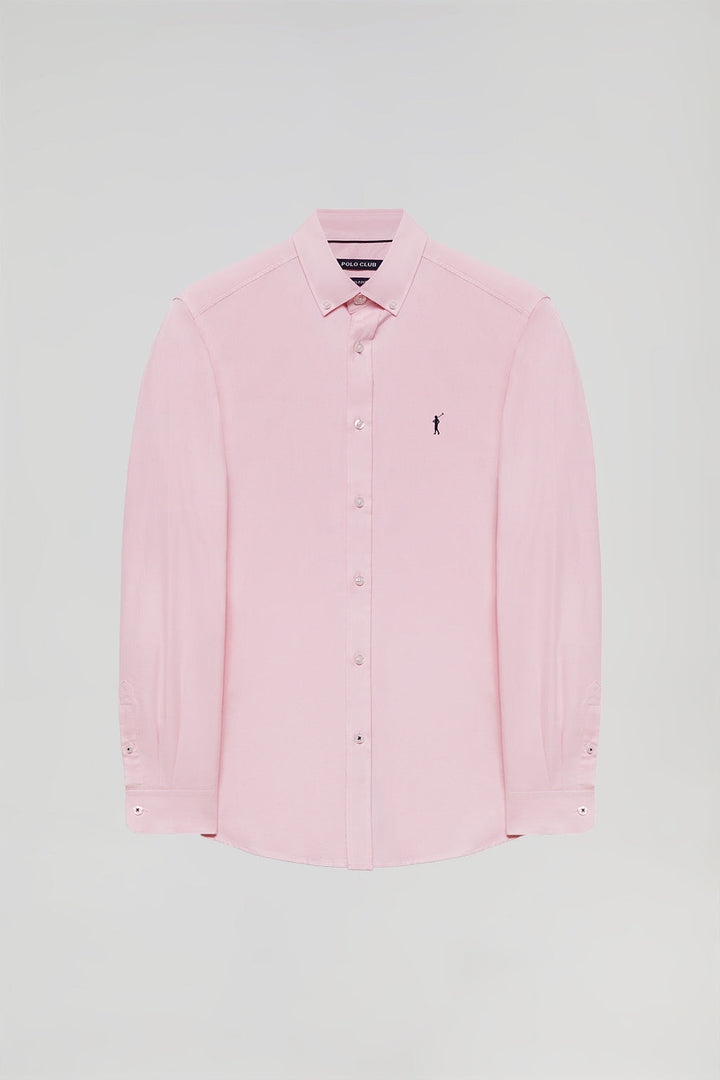 Roze hemd "Oxford" met Rigby Go-logo