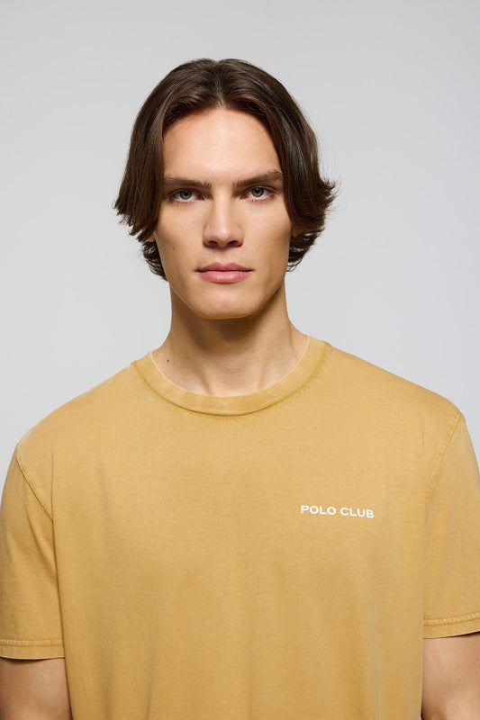 Organiczna koszulka vintage w kolorze ochry z detalem Polo Club