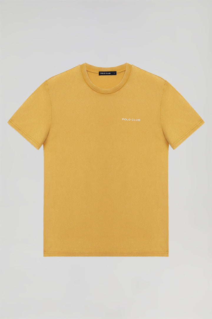 Bio-T-Shirt im Retro-Stil ockerfarben mit Polo Club Detail