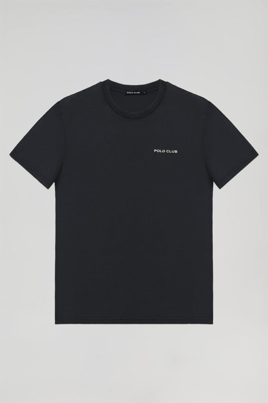 Biologisch vintage zwart T-shirt met Polo Club-logo