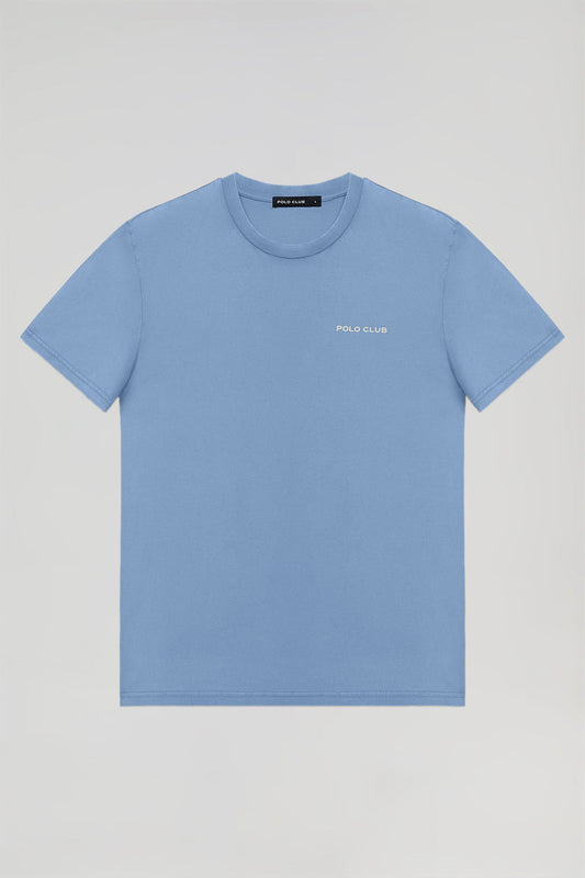 Organiczna koszulka vintage w kolorze błękitnym z detalem Polo Club