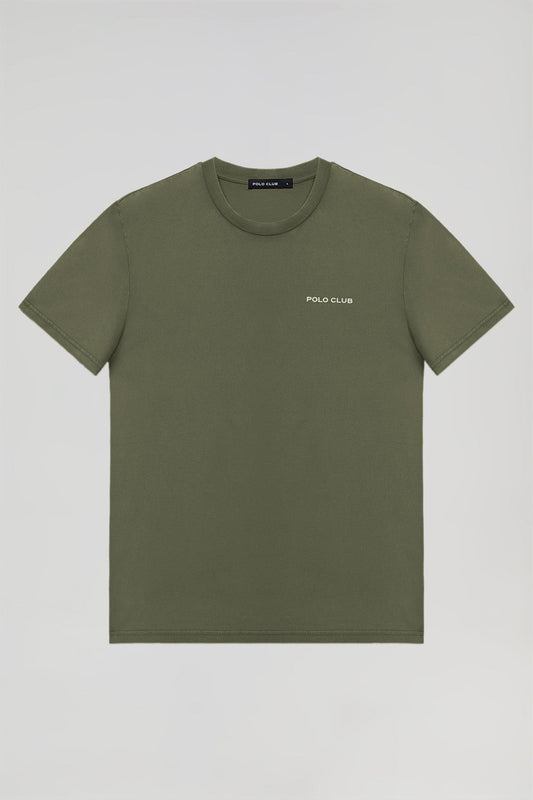 Bio-T-Shirt im Retro-Stil khaki mit Polo Club Detail