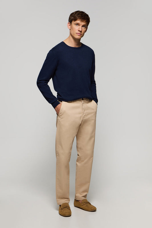 Pantalón chino beige regular fit con detalles Polo Club