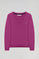 Schlichter Strickpullover mauve mit V-Kragen und Rigby Go Logo