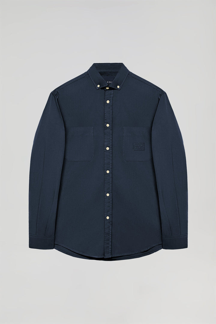 Navy-blue serge shirt with Polo Club logo