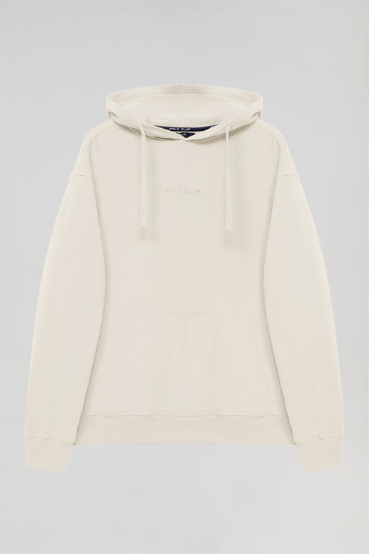 Beige hoodie met zakken en Minimal Polo Club-logo