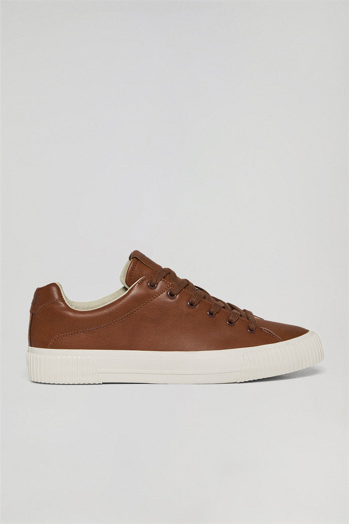 Camel faux-leather Habana men trainers with Polo Club details