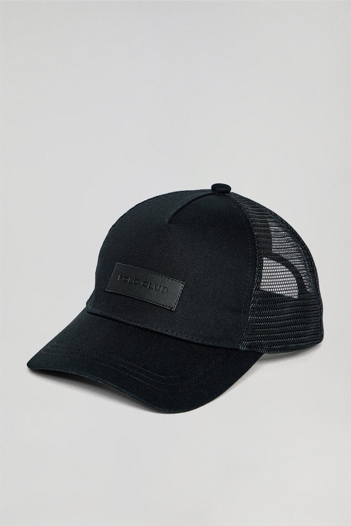 Cappellino Brooklyn nero con particolare in ecopelle Polo Club