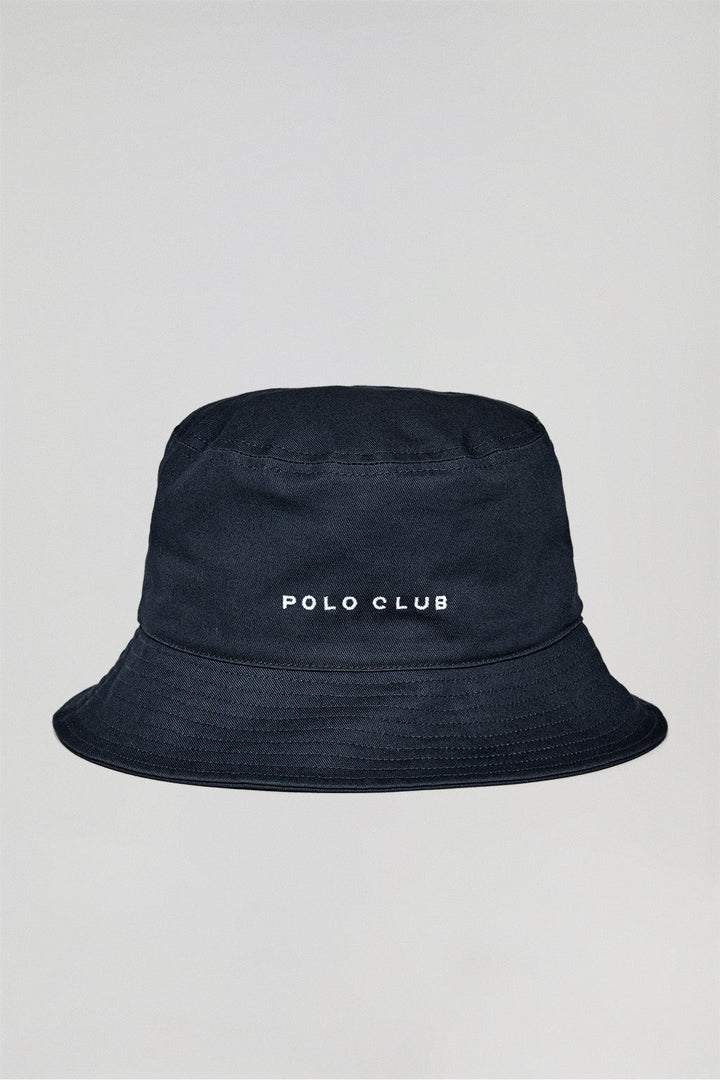 Marineblauw bucket-hoedje met geborduurd Polo Club Minimal-logo