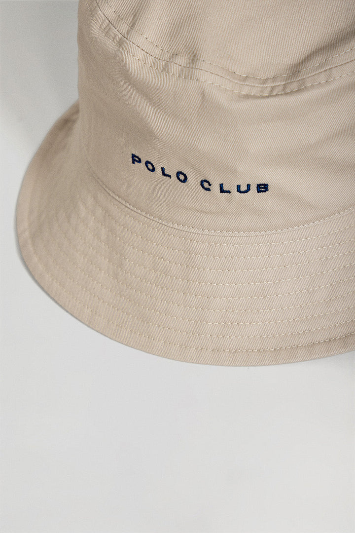 Czapka rybaczka w kolorze beżowym z wyszywanym logo minimal Polo Club