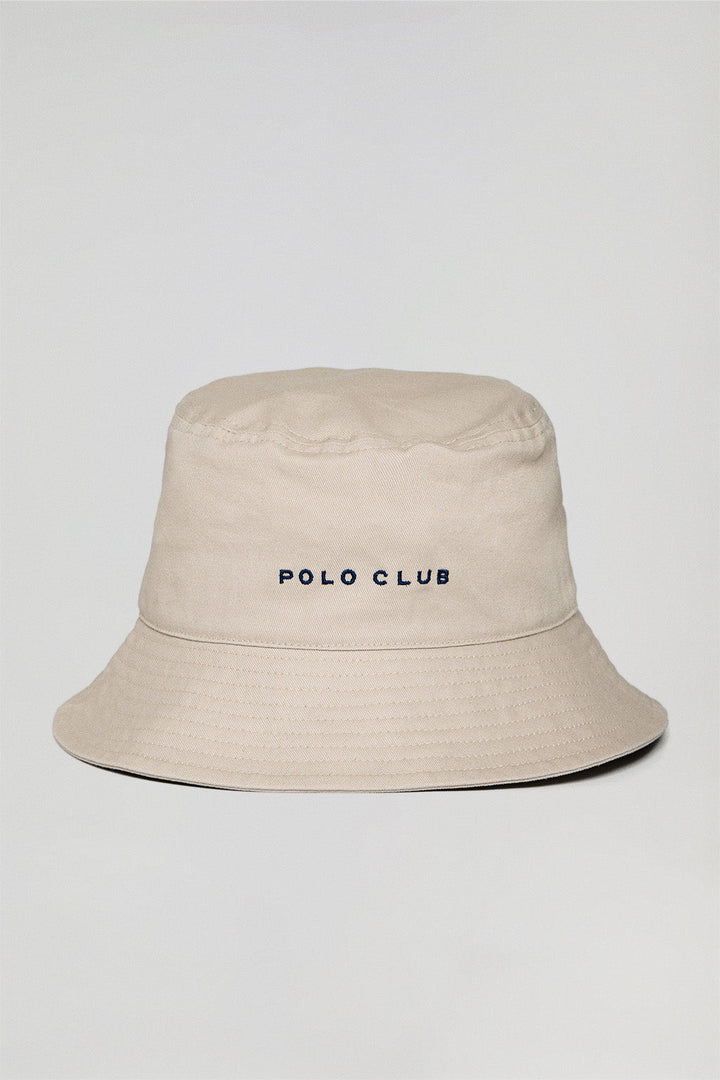 Chapeau bucket couleur beige avec logo brodé minimaliste Polo Club