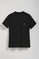Zwarte T-shirt met ronde hals en borstzakje met geborduurd Rigby Go-logo