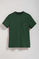 Donkergroene T-shirt met ronde hals en borstzakje met geborduurd Rigby Go-logo