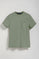 Kurzärmliges T-Shirt jadegrün mit Rundkragen, Brusttasche und Rigby Go Logo-Stickerei