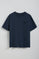 Marineblauwe T-shirt 'saul' met peach effect en Polo Club-patch in rubberen keperstof