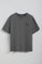 Zwartgrijze T-shirt met peach effect en Polo Club-patch in rubberen keperstof