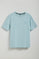 Lichtblauwe T-shirt 'Saul' met peach effect en Polo Club-patch in rubberen keperstof