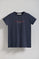 Marineblauwe dames-T-shirt met ronde hals en rubberen Polo Club Minimal Title-logo