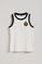 Koszulka top Tamika w kolorze białym z kontrastową naszywką z motywem żeglarskim na piersi.