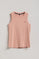T-shirt débardeur Tamika rose pâle côtelé sans manches avec bouton logo nacré