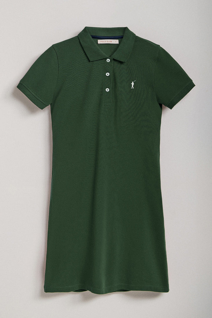 Robe polo vert bouteille à manches courtes avec broderie Rigby Go