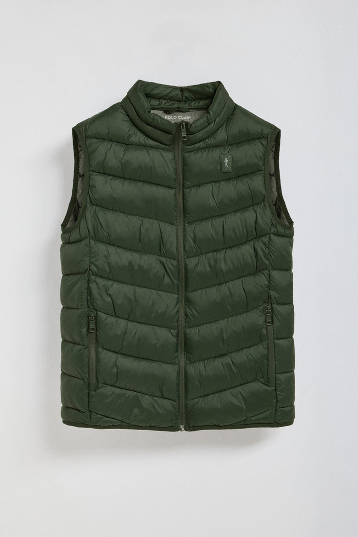 Gilet ultraleggero Chase verde scuro con toppa Rigby Go