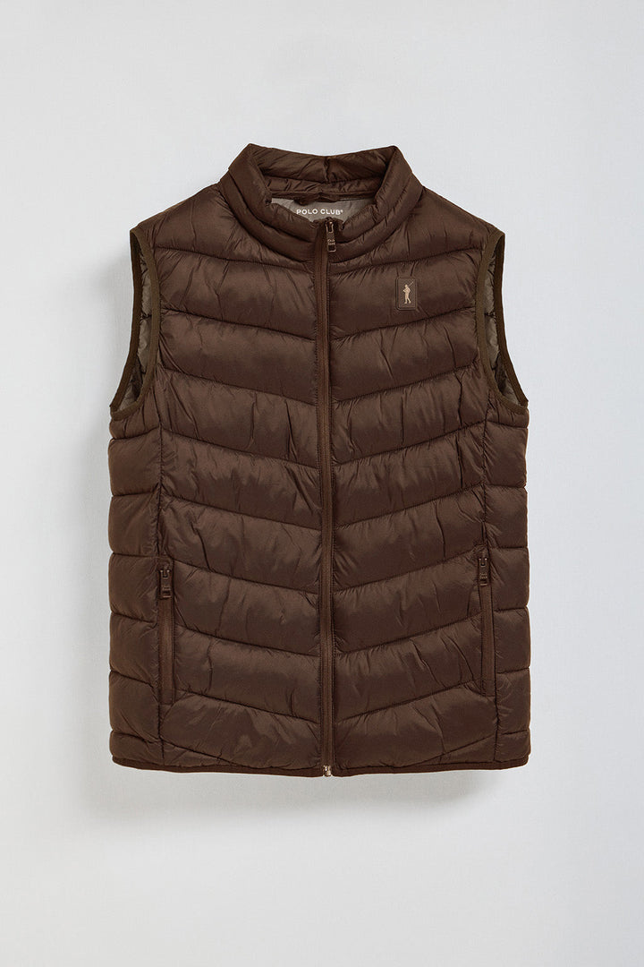 Gilet ultraleggero Chase marrone con toppa Rigby Go