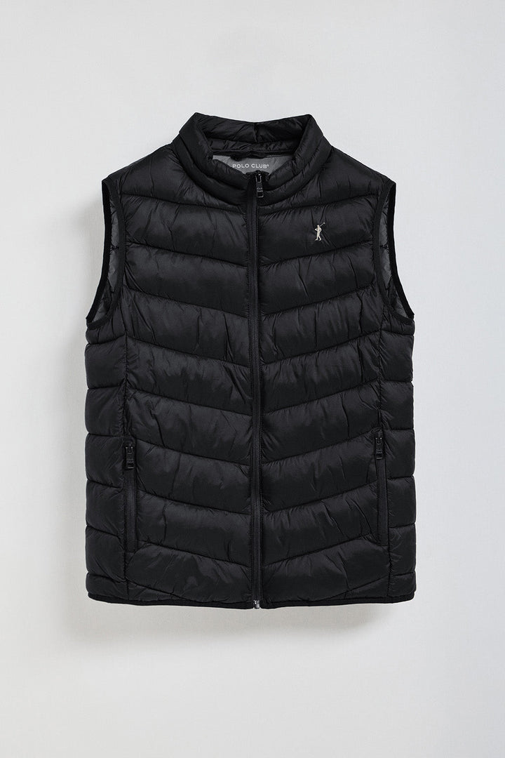 Gilet ultraleggero Chase nero con ricamo Rigby Go