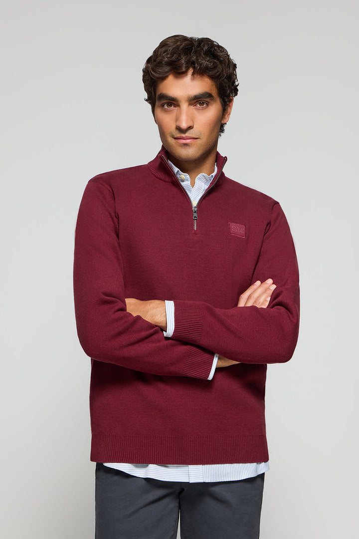 Maglione in maglia Koda granata con cerniera e dettagli Polo Club