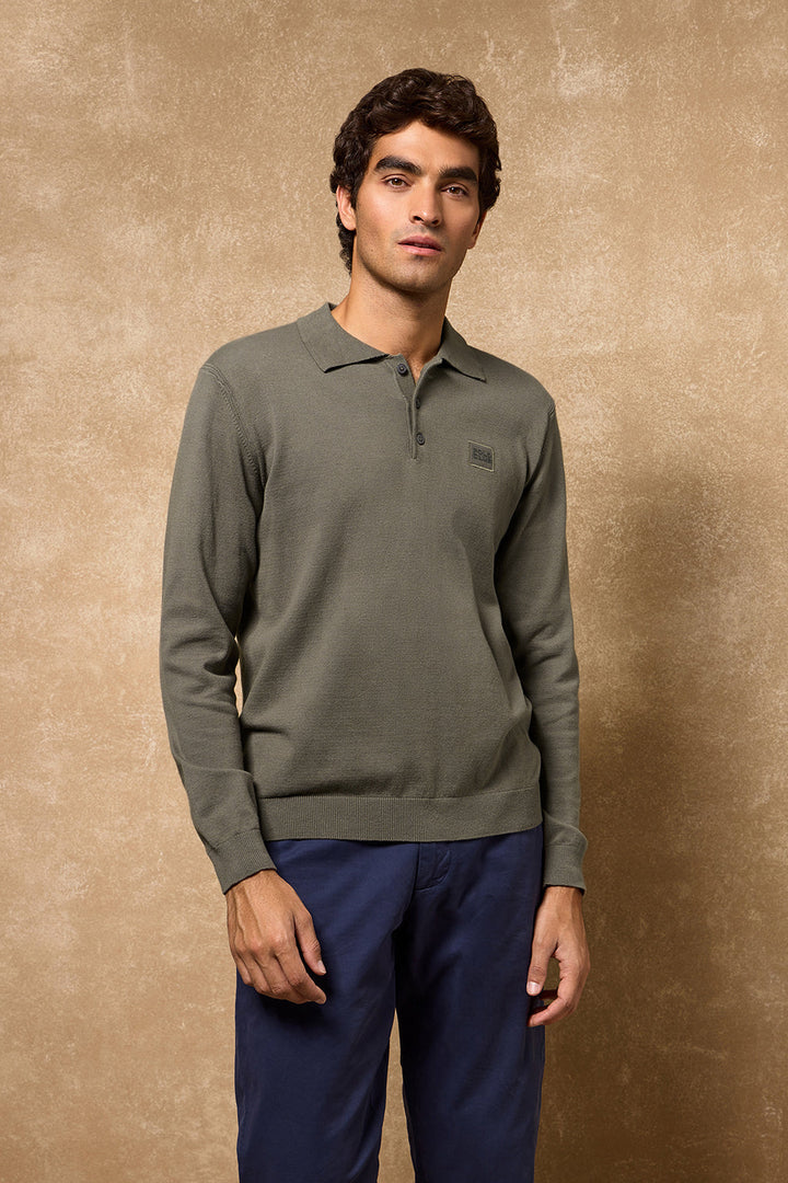 Pull en maille Kaleo vert à col polo et détails Polo Club