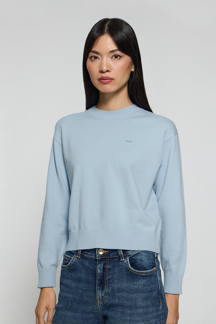 Pull en maille Kacey bleu ciel avec bouton nacré Polo Club