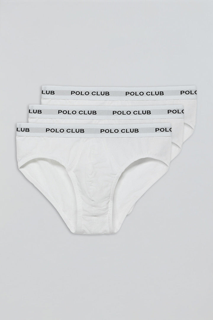 Pack de tres slips blancos con detalle Polo Club