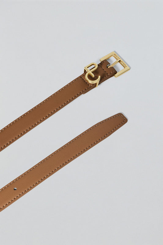 Bruine riem ‘Beth’ met monogram PC