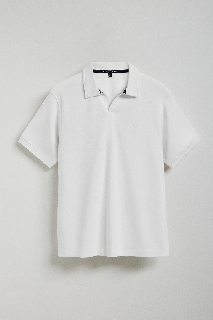 Polo Pascal blanc sans bouton avec logo brodé Polo Club