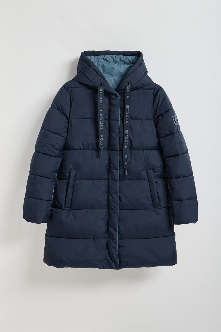 Manteau Gracia bleu réversible avec capuche fixe et détails Polo Club