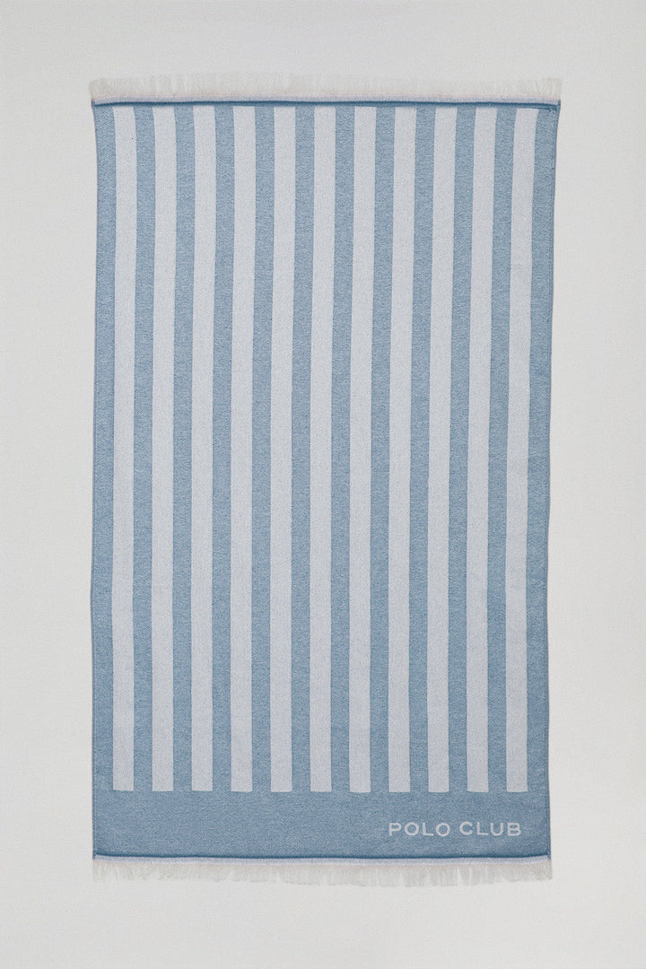 Lichtblauwe pareo-handdoek met strepen "Portofino"