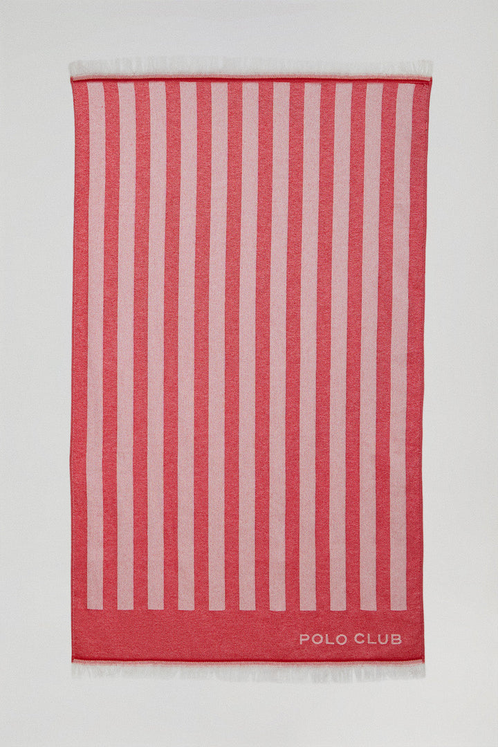 Rode pareo-handdoek met strepen "Portofino"