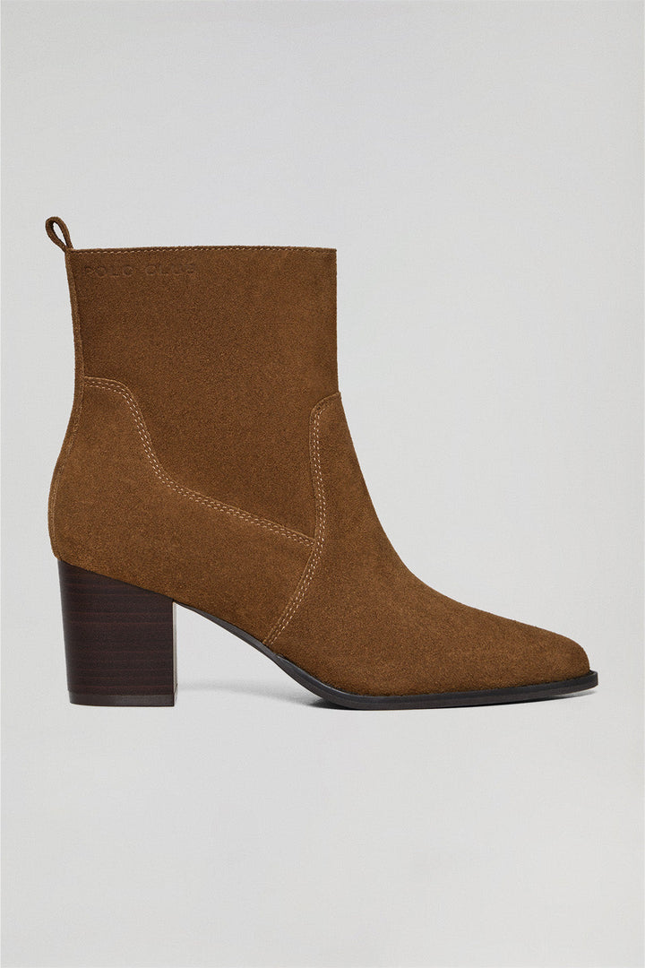 Bottines Ryta en croûte de cuir marron avec logo Polo Club