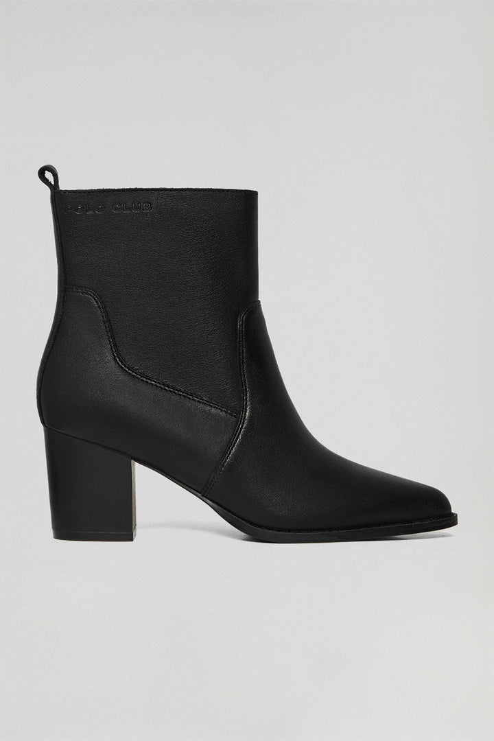 Black Ryta leather ankle boots with Polo Club logo