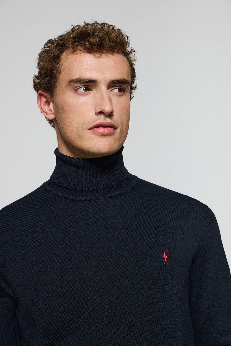 Slim Fit Maglione Cotone Collo Alto Maglia Uomo Maglione A Collo