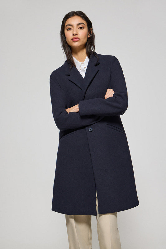 Manteau Kate bleu marine boutonné avec écusson Polo Club