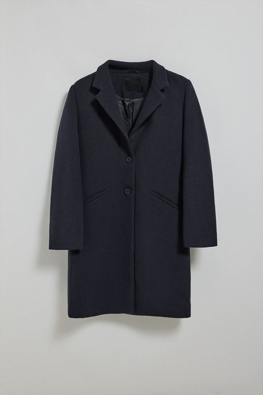 Manteau Kate bleu marine boutonné avec écusson Polo Club