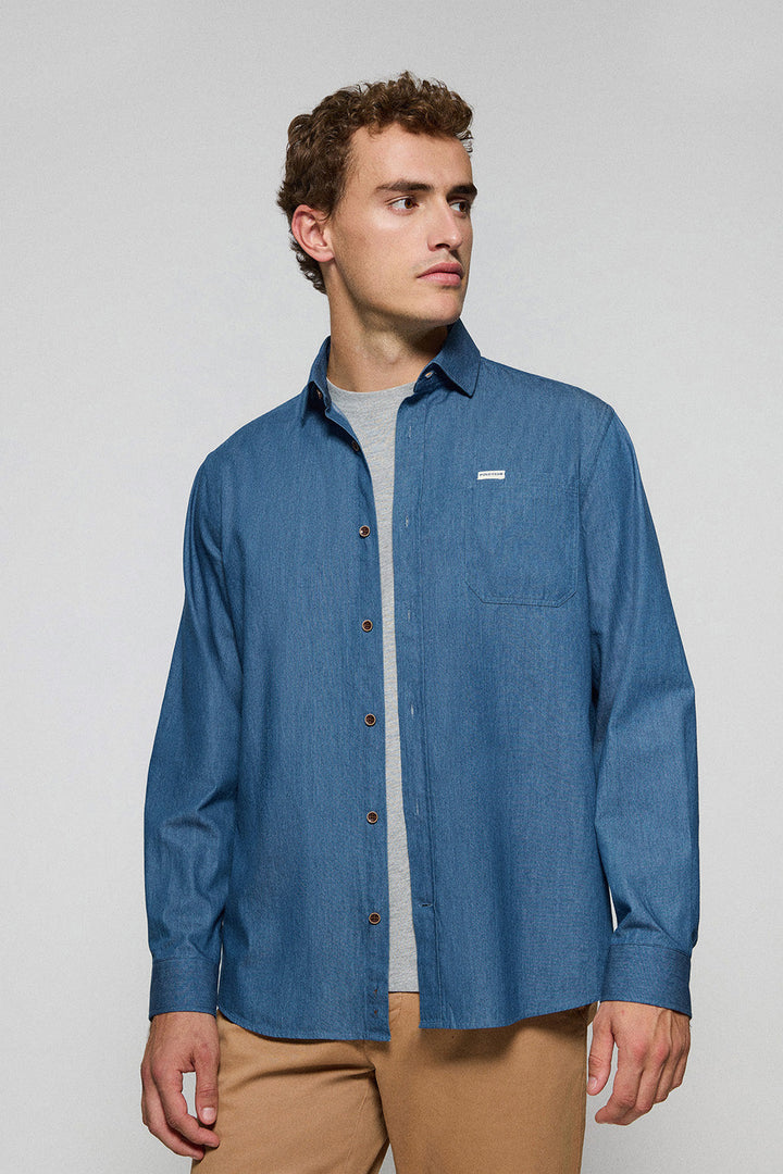 Chemise en denim avec poche et détail Polo club