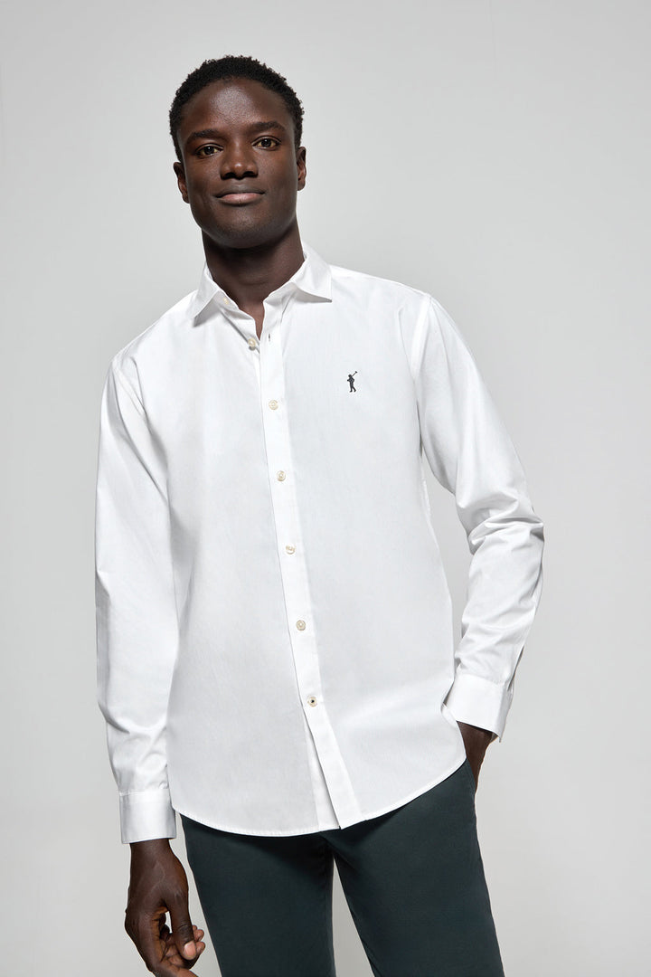 Chemise Slim en popeline blanche avec logo brodé Rigby Go